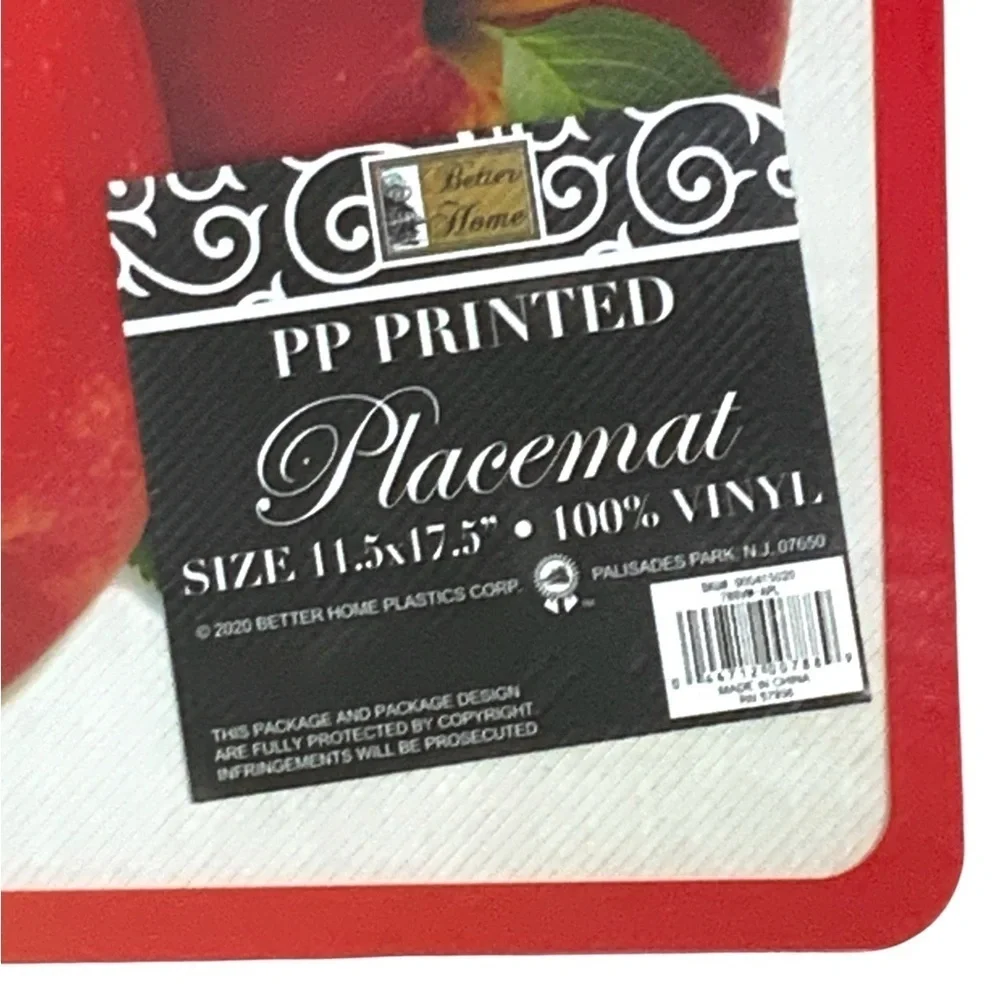 Placemat Frosted Clear Apple Semi Transparent Modern Farmhouse Shabby Chic 4 PC